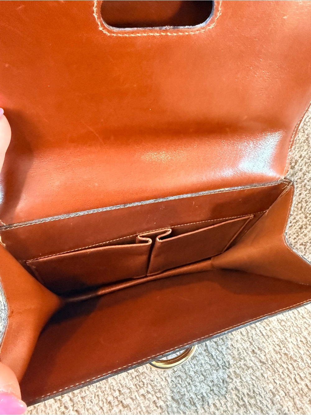 Celine Vintage D-Ring Box Top Handle Bag Cognac - Picture 7 of 16